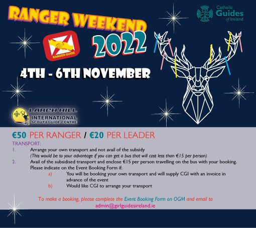 Flier showing information regarding Ranger Weekend 2022